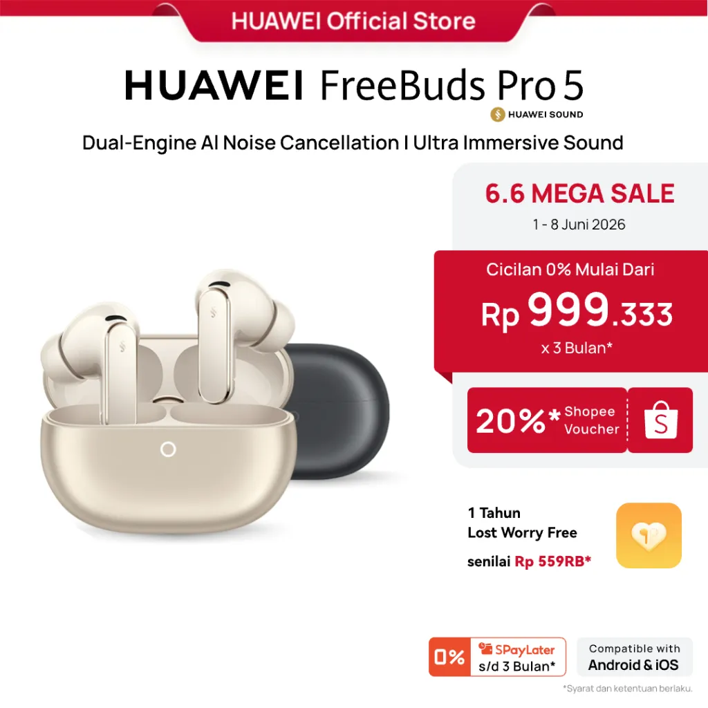 [6.6 | Voucher s/d 20%] HUAWEI FreeBuds Pro 5 TWS Earphone | Dual-Engine Al Noise Cancellation I Ultra Immersive Sound | IP57