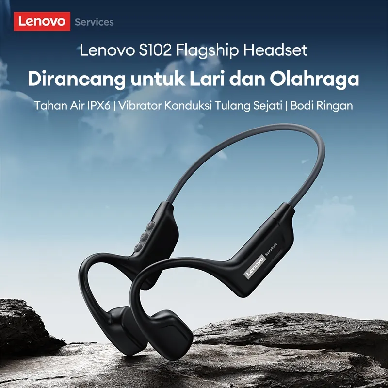 Lenovo Services S102 Bone Conduction Headset Bluetooth Upgraded 6.0 HiFi Surround Sound IPX6 Waterproof Olahraga Earphone