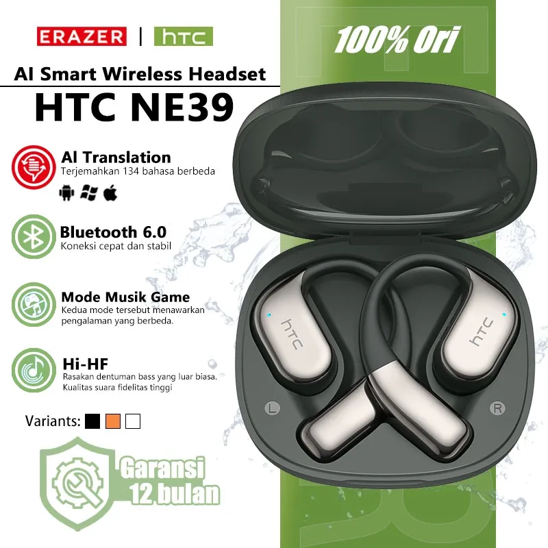 Lenovo ERAZER & HTC NE39 Open-Ear Earphone Bluetooth 5.4 OWS Bass Boost Headset IPX5 Sport Earbud  Wireless Headset