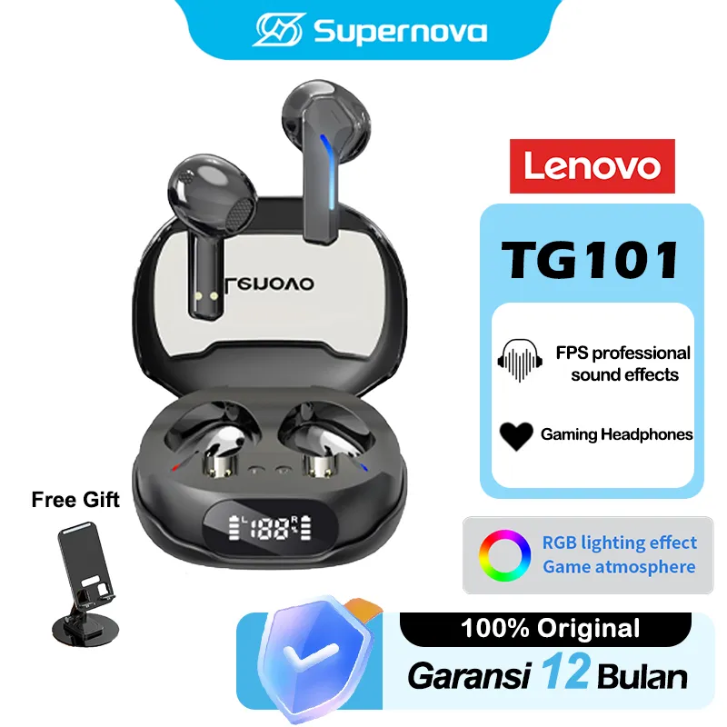 Lenovo Thinkplus TG101 Bluetooth Earphone RGB Headphone Headset TWS Gaming