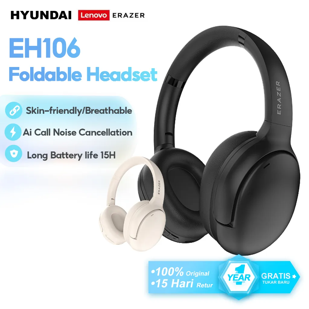 Lenovo ERAZER EH106 Foldable Bluetooth Wireless Headset Headphone Earphone BT5.4