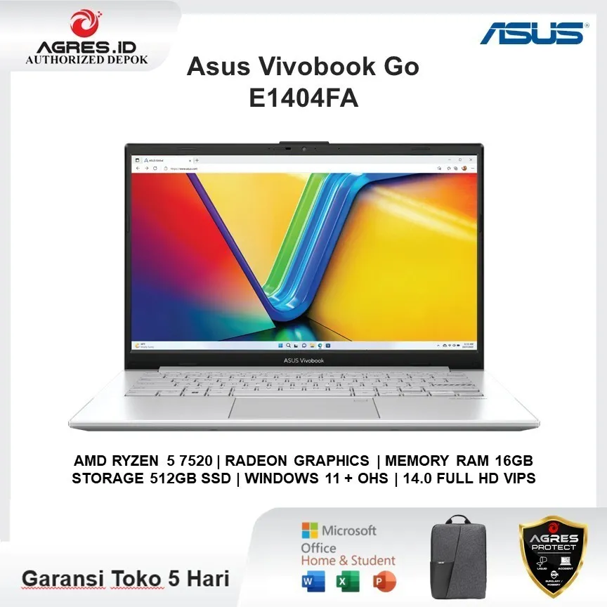 Laptop ASUS Vivobook Go 14 E1404FA AMD Ryzen 5 7520 16GB 512GB 14.0" Full HD VIPS Windows 11 +OHS