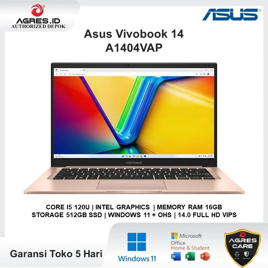 Laptop ASUS Vivobook 14 A1404VAP - Core i5 120U 16GB 512GB 14.0" Full HD VIPS | Windows 11 +OHS
