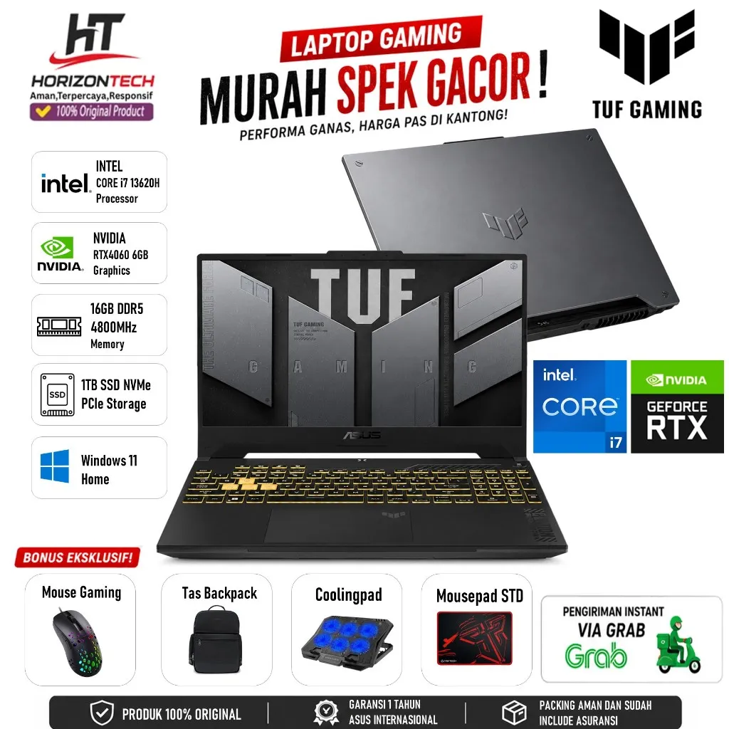 Laptop Gaming Asus Tuf F15 FX507VV Intel Core i7 13620H 32GB 1TB SSD RTX4060 15.6 FHD 144Hz Win11