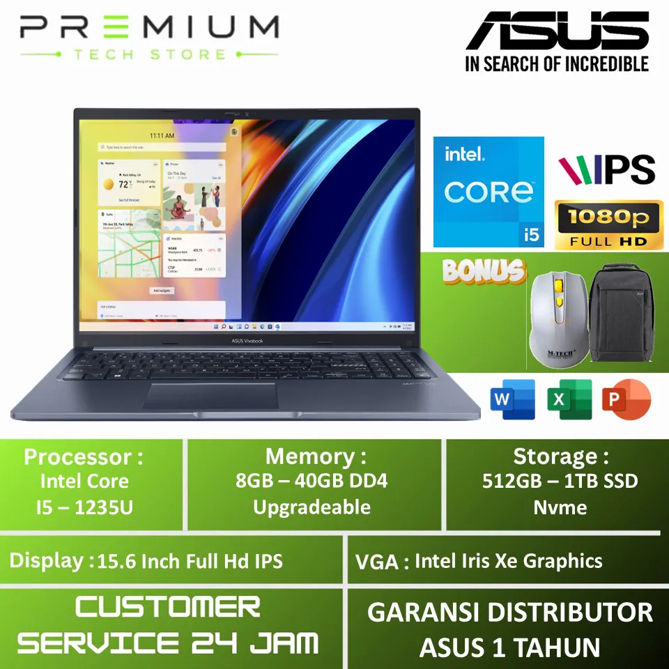 Laptop Asus Vivobook 15 F1502ZA Intel i5 1235U 40GB RAM 1TB SSD FHD Windows 11 Home Original