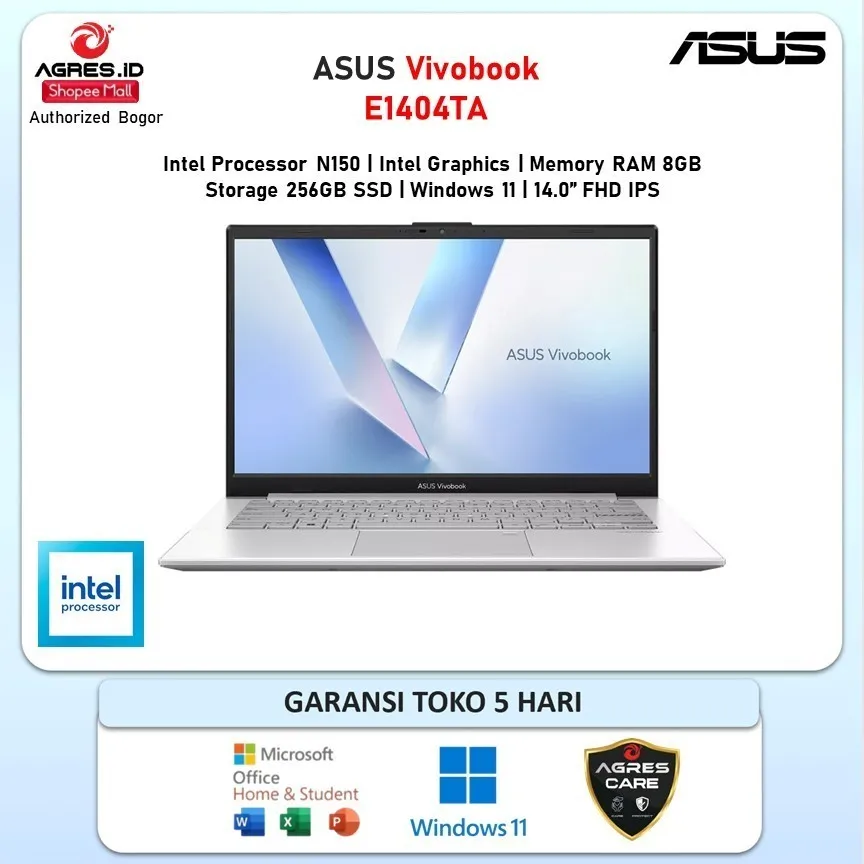 ASUS VIVOBOOK GO 14 E1404TA N150 8GB 256GB W11+OHS+M365B 14.0FHD