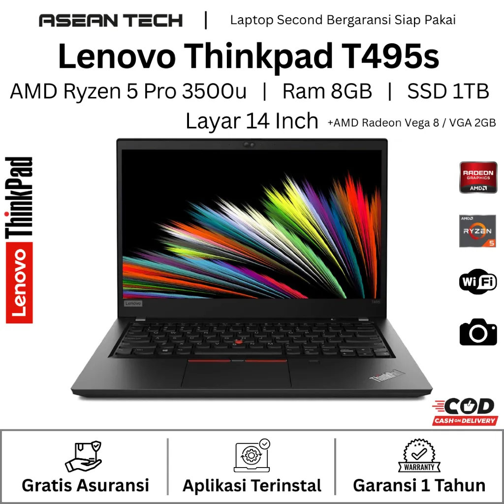 Laptop Lenovo Thinkpad T495s Ryzen 7 | T490s T490 Core i7 Gen 8 Touchsceen - Second Murah Bergaransi