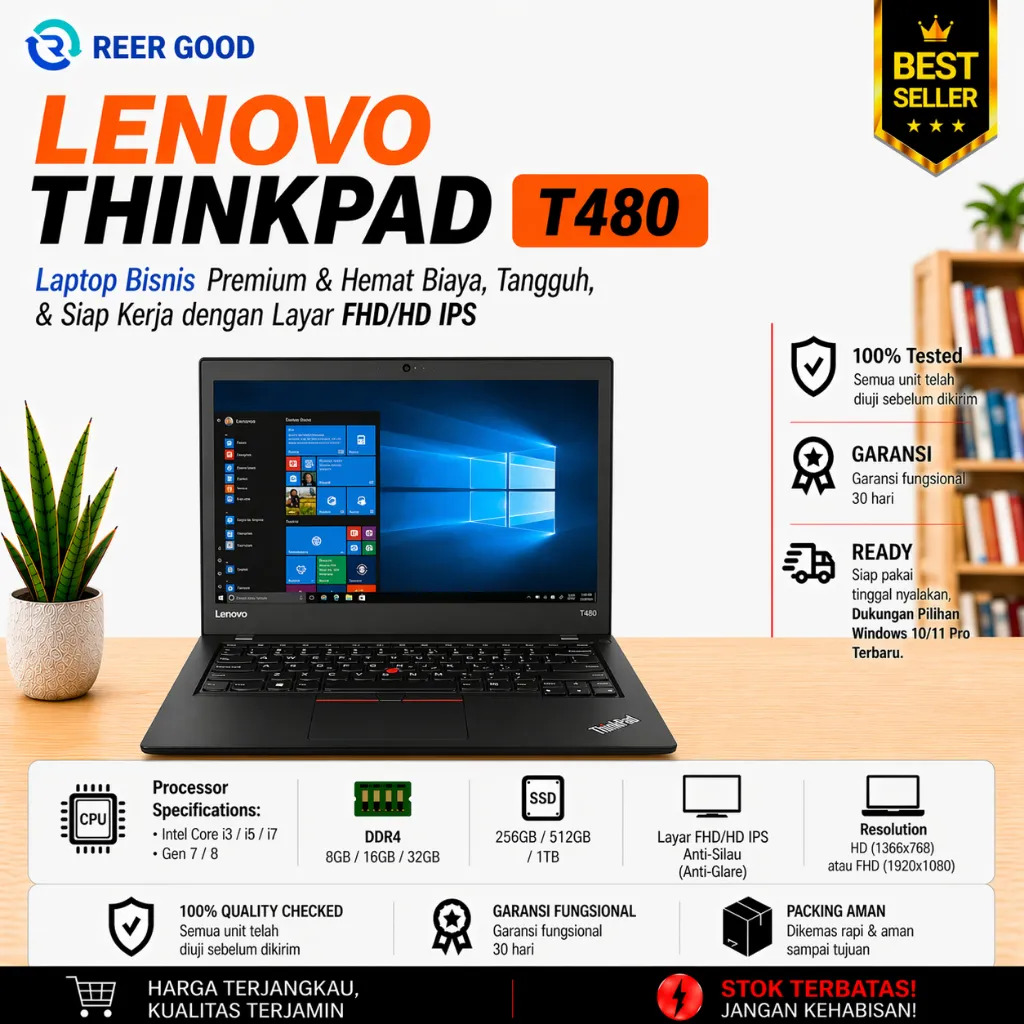 LENOVO THINKPAD T480 / T480S CORE I5 I7 GEN 7 8 LAPTOP BEKAS MURAH BERKUALITAS BERGARANSI MULUS LIKE NEW