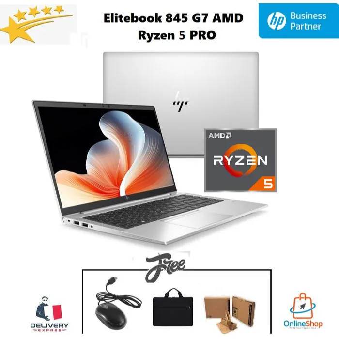 Laptop HP Elitebook 845 G7 AMD Ryzen 5 PRO RAM 16GB SSD 512GB TOUCH/NO TOUCHS full set