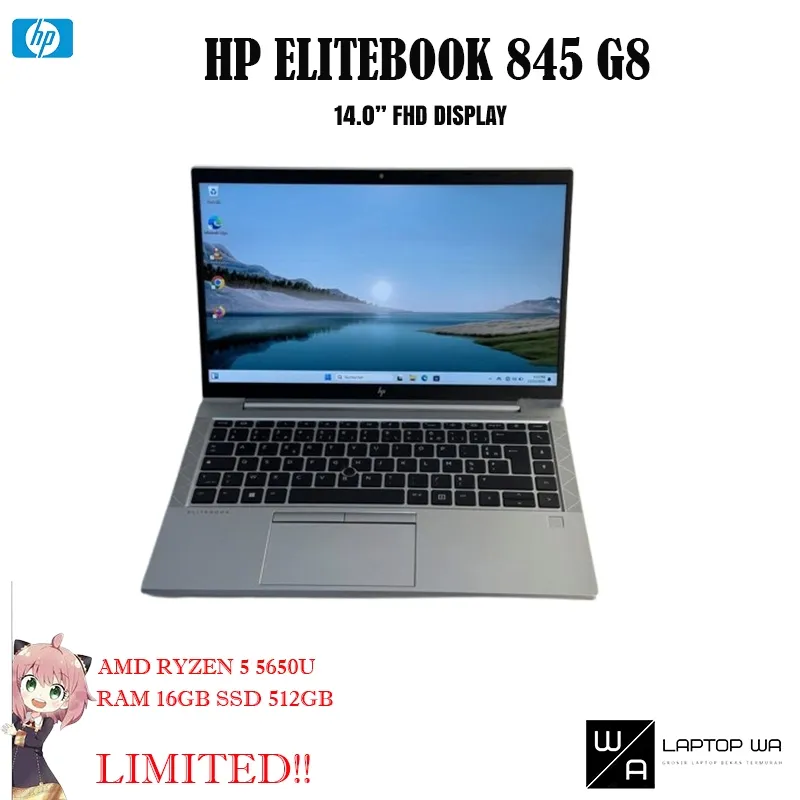 LAPTOP GAMING HP Elitebook 845 G8 AMD RYZEN 5 5650U RAM 16GB SSD 512GB 14inch Display
