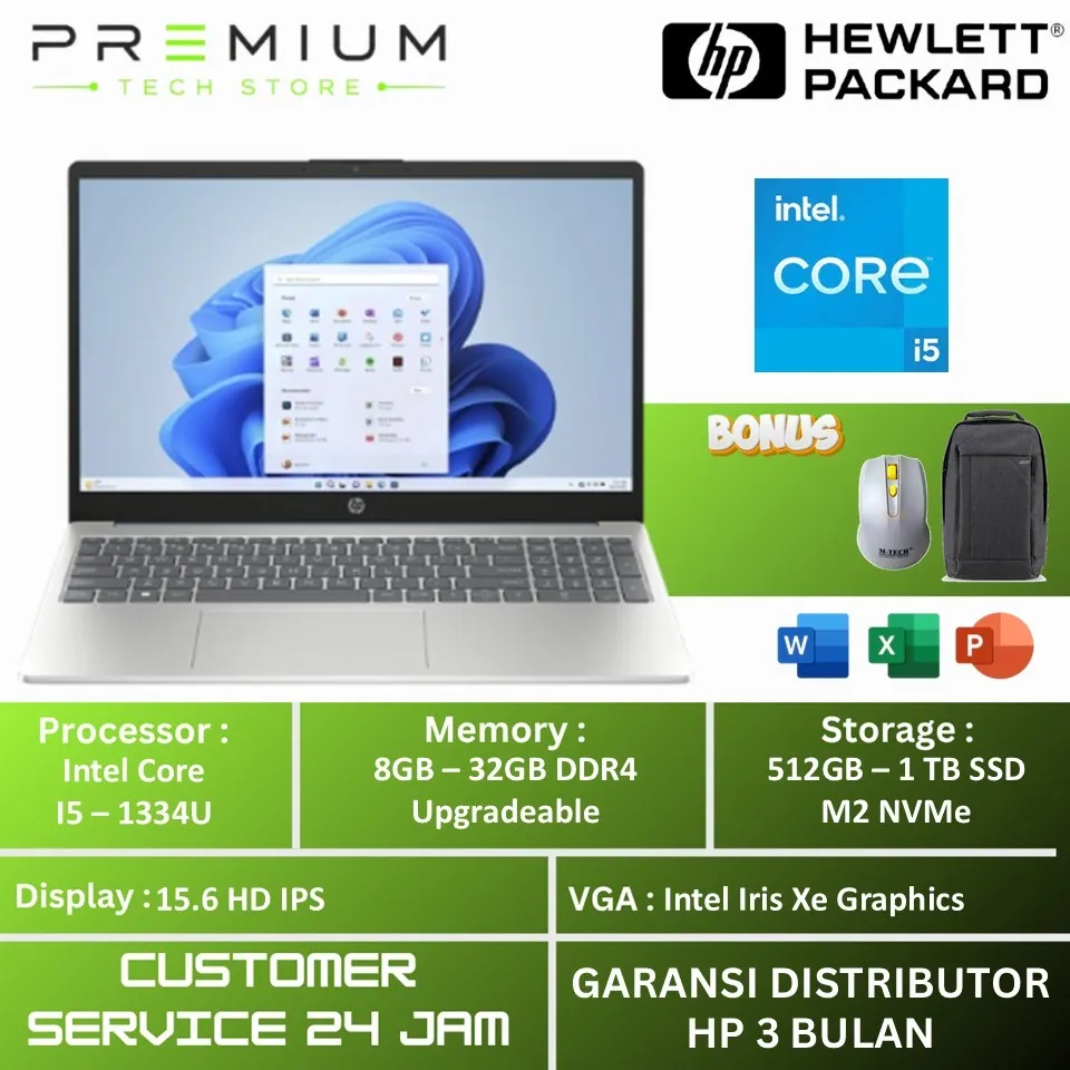 Promo Laptop HP 15 Intel Core i5 1334U 16GB 1TB SSD 15.6 Full HD IPS Win 11 Home Original