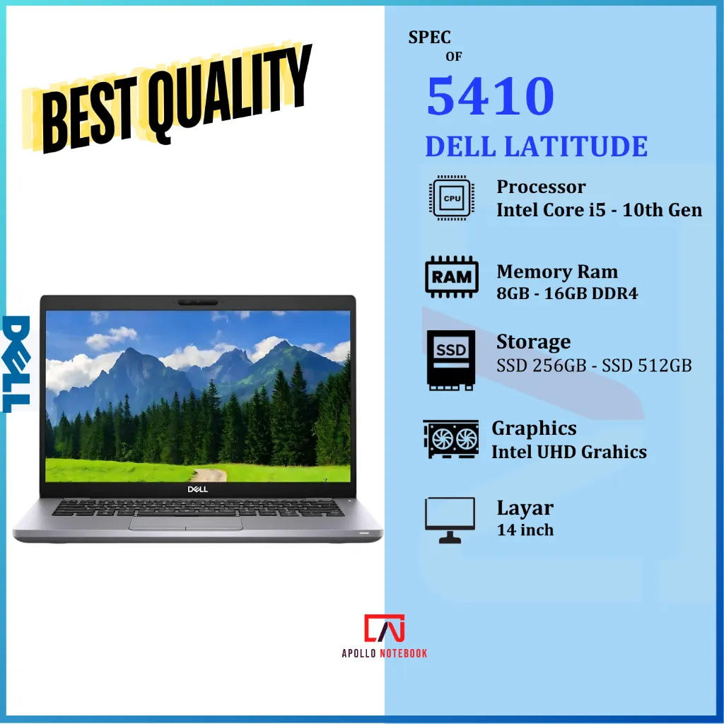 Laptop Dell Latitude Series | 3301 3190 5420 5310 5410 7300 7390 7450 | Core i5/i7 16GB-SSD 256GB | Second Original Bergaransi