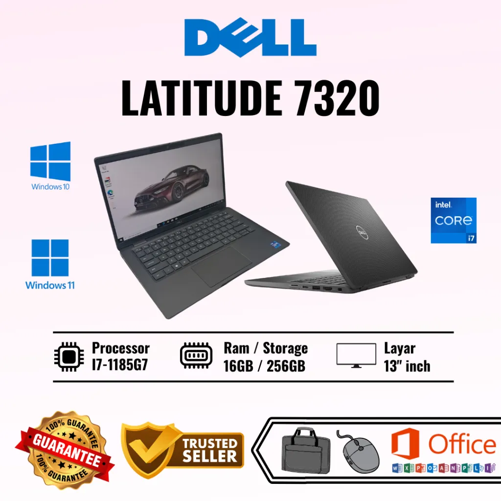 Laptop Dell Latitude 7320 Core i7 Gen 11 Ram 16GB SSD 256GB Touchscreen Second Bergaransi