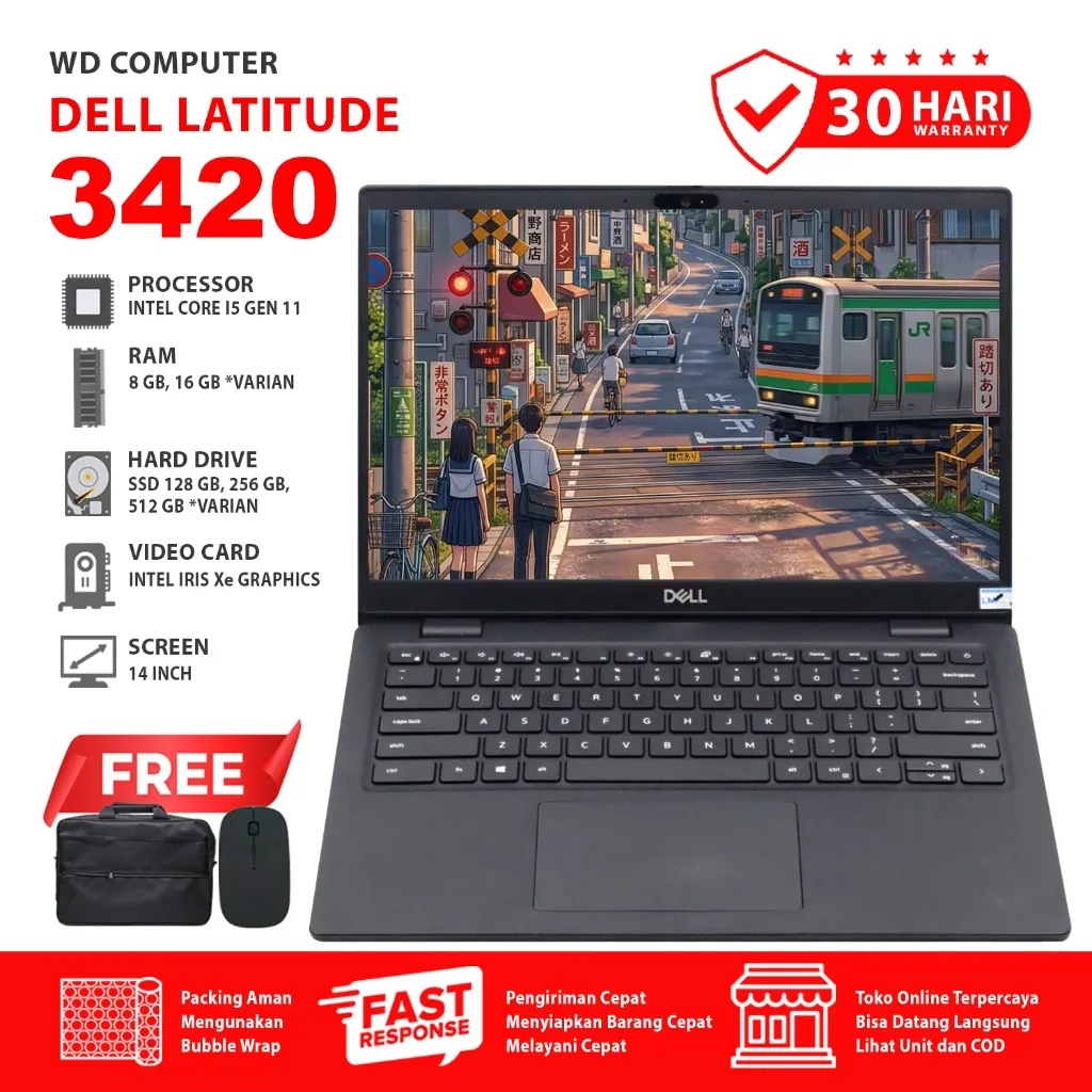 Dell Latitude 3420 Core i5 Gen 11 RAM 16GB SSD 512 Gb NVMe 14 Inch Laptop Bisnis