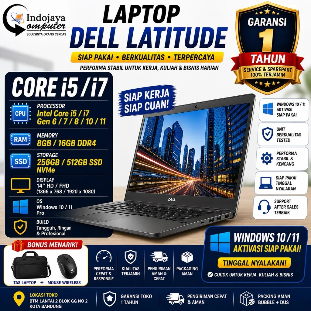 Laptop Dell Latitude Core i5 / i7 RAM 4GB / SSD 128GB Original Bergarasni