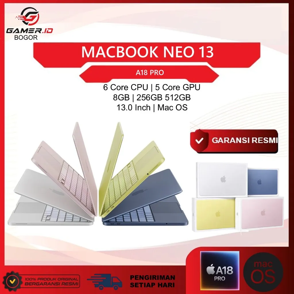APPLE MACBOOK NEO 13 A18 PRO 6C CPU 8GB 256/512GB 13.0 - Garansi Resmi