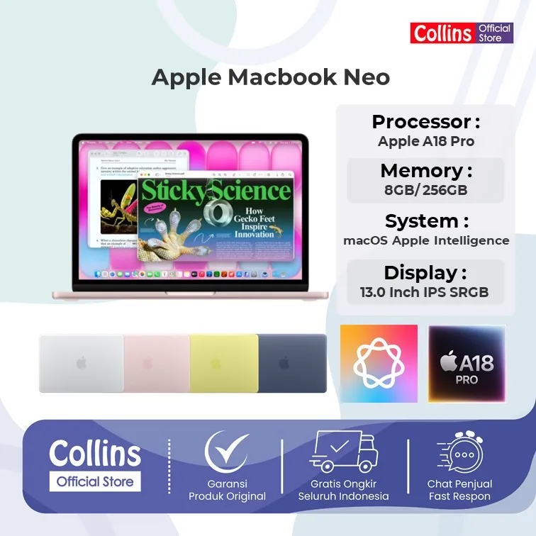 Apple Macbook Neo 13 A18 Pro 6C CPU 8GB/512GB 13.0 Touch ID Garansi Resmi Indonesia