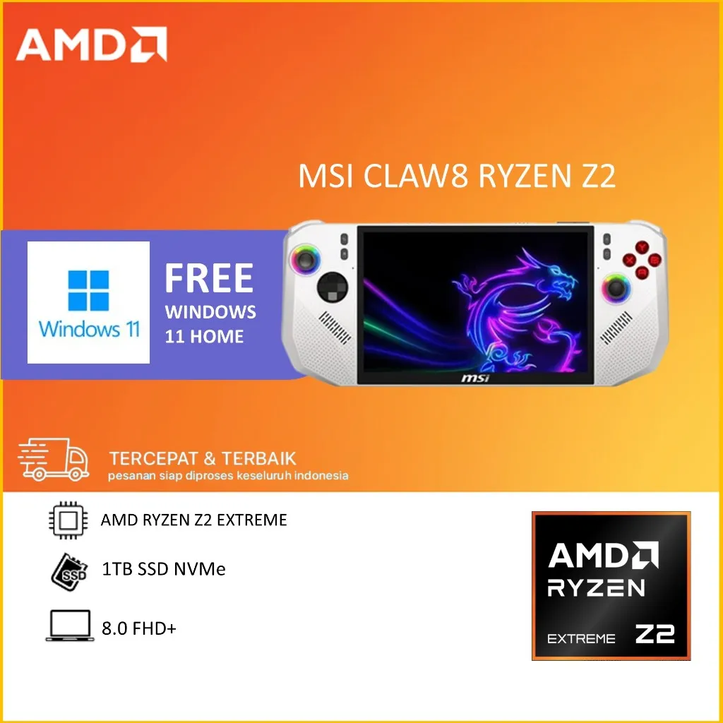 MSI CLAW 8 RYZEN Z2 EXTREME RAM 24GB 1TB W11 8.0FHD+ 120HZ 100SRGB