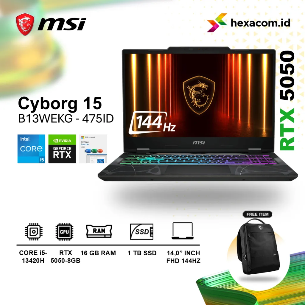 MSI Cyborg 15 B13WEKG i5 13420H / RTX 5050 16GB 1TB SSD 15.6 inch FHD 144HZ Windows 11