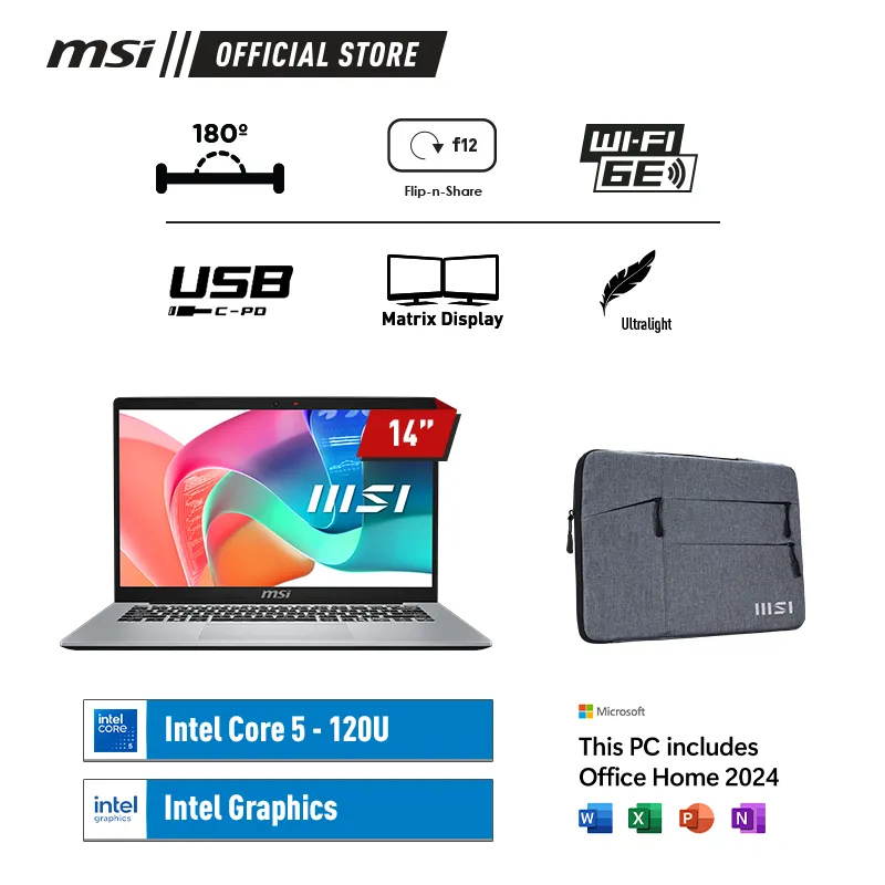 MSI Modern 14 F1MG Intel Core 5 120U 512GB SSD 8GB 14" FHD W11 Home + OHS24