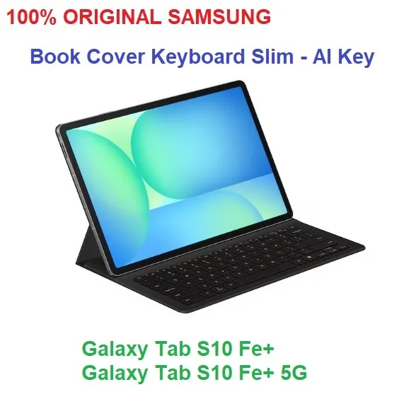 Keyboard Case Samsung Tab S10 FE+ Tab S10 FE Plus Original Book Cover Slim + AI Key Resmi Samsung