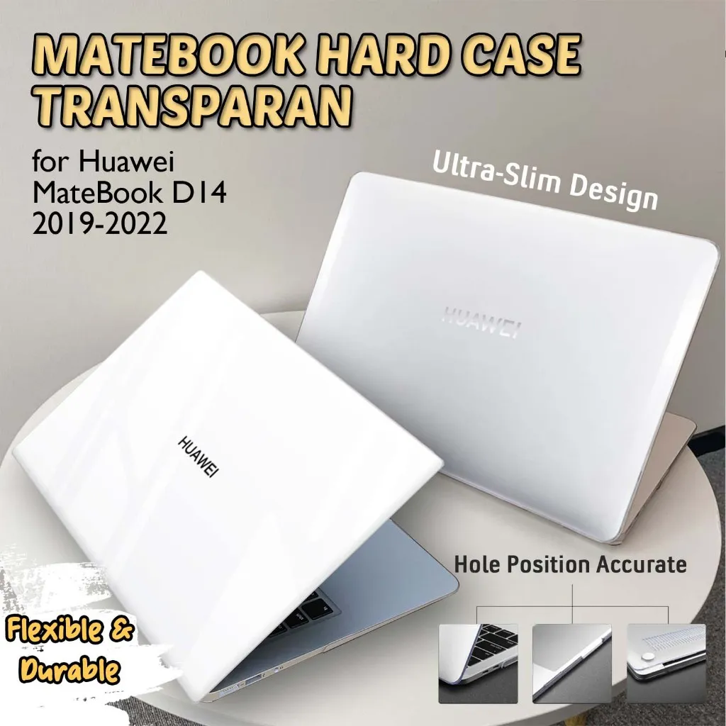 Case Huawei MateBook D14 2019 2022 Casing Clear Hard Shell Cover Skin Transparan Protector Pelindung Body Atas Bawah Crystal Bening Glossy Matte Hardcase