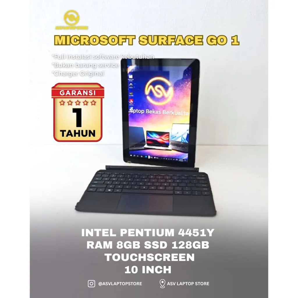 MICROSOFT SURFACE GO 3 2 1 CORE M3 8100Y I3 PENTIUM LAPTOP TABLET 2 IN 1 EDITING MURAH ORIGINAL NOT PRO