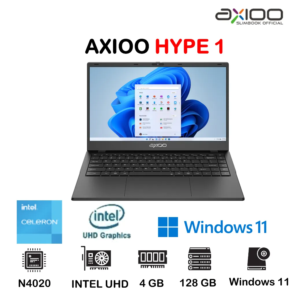 LAPTOP AXIOO HYPE 1 N4020 4GB 128GB Windows 11 14 HD