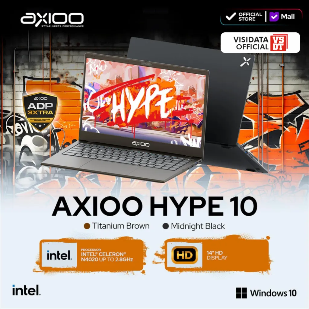 AXIOO MyBook Hype 10 Laptop Intel Celeron N4020 8GB 256GB 14"HD Windows