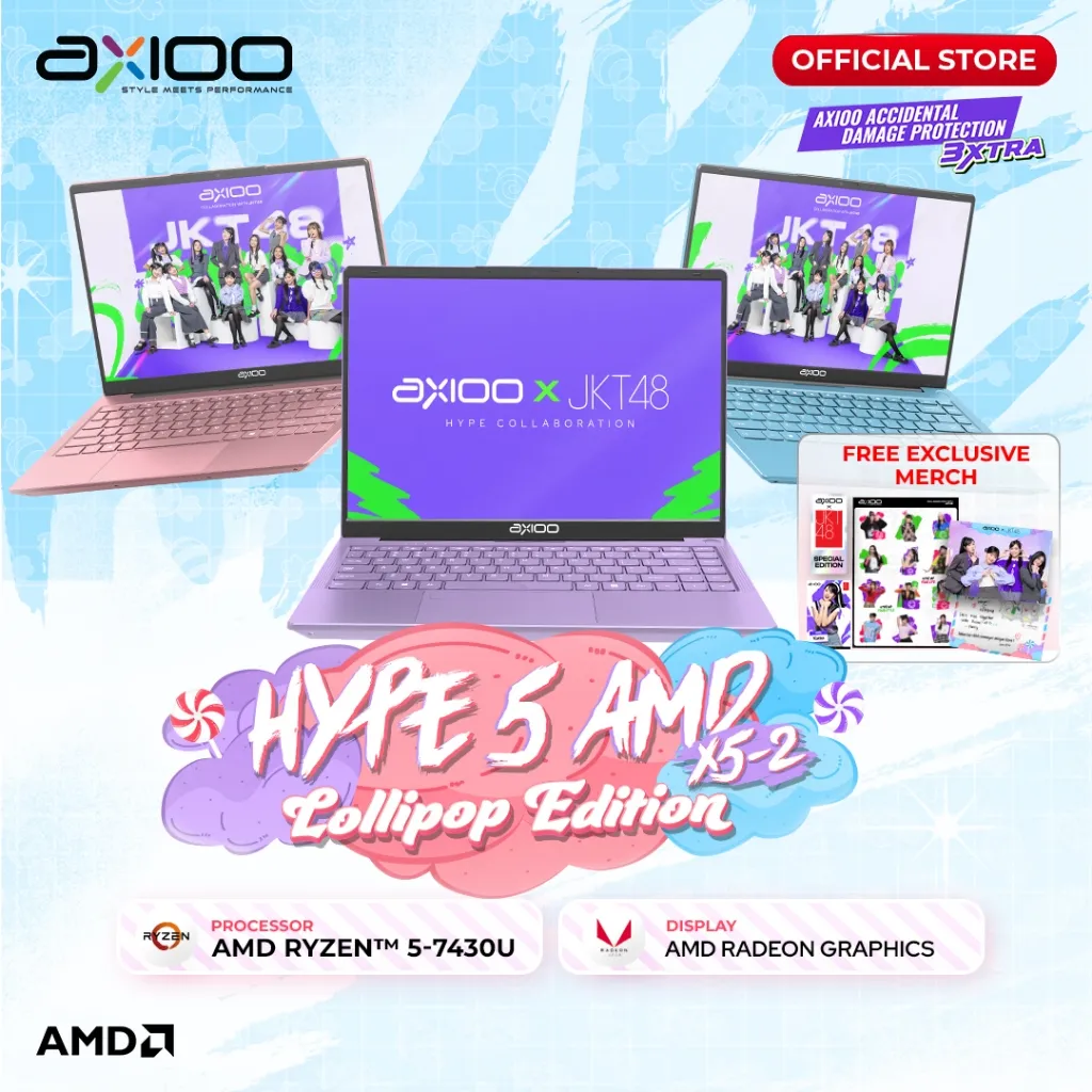 Axioo Laptop Hype 5 AMD X5-2 Lollipop Edition AMD Ryzen 5 7430U/8GB/256GB/FHD IPS - Windows 11