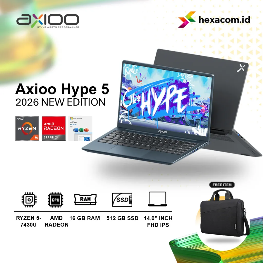 Laptop AXIOO Hype 5 Amd X5-2 Ryzen 5-7430U 16GB 512SSD 14 Inch FHD IPS Windows 11