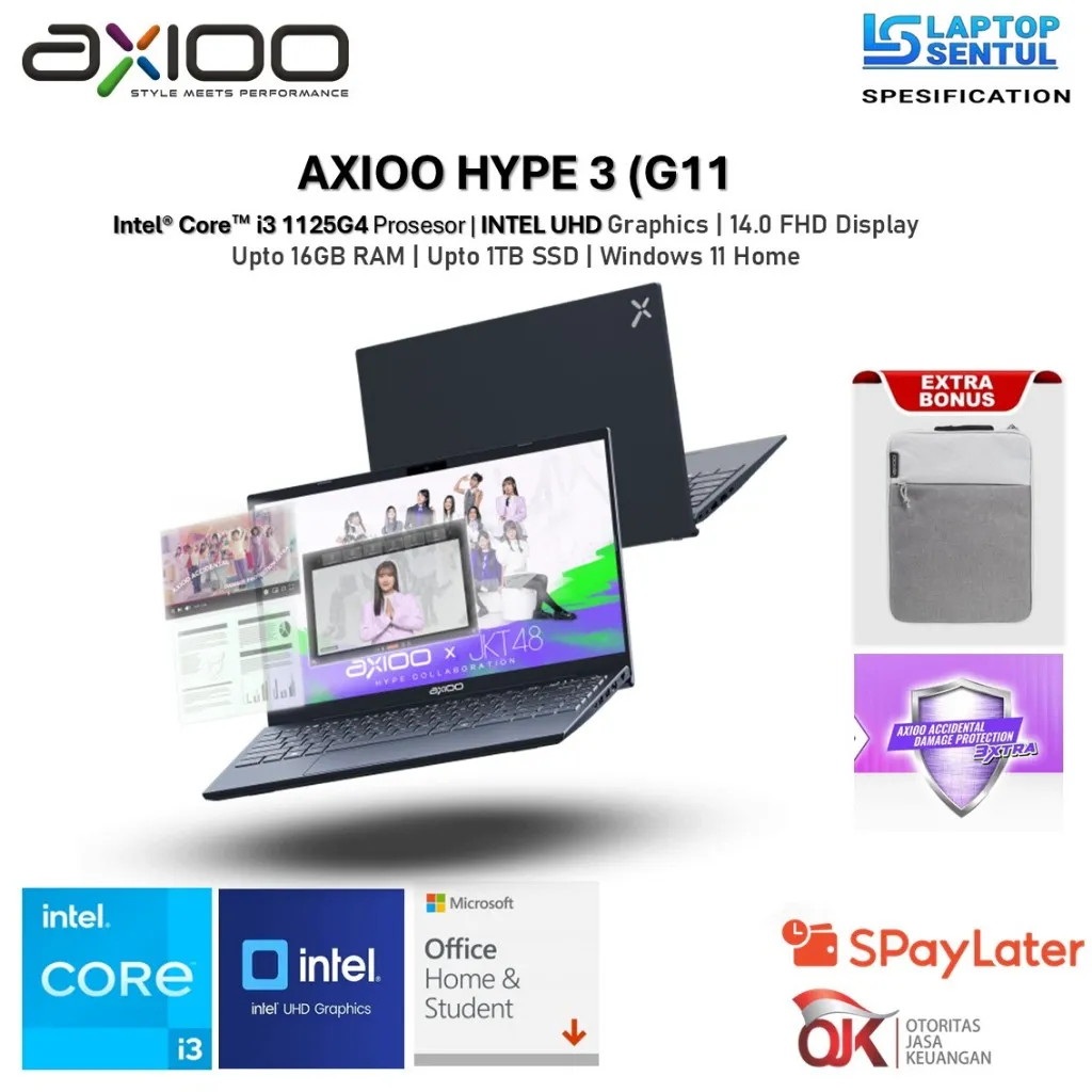Laptop Axioo MyBook Hype 3 G11 Intel Core i3 1125G4 Ram 16GB 1TB SSD FHD IPS Windows 11 Office Blue