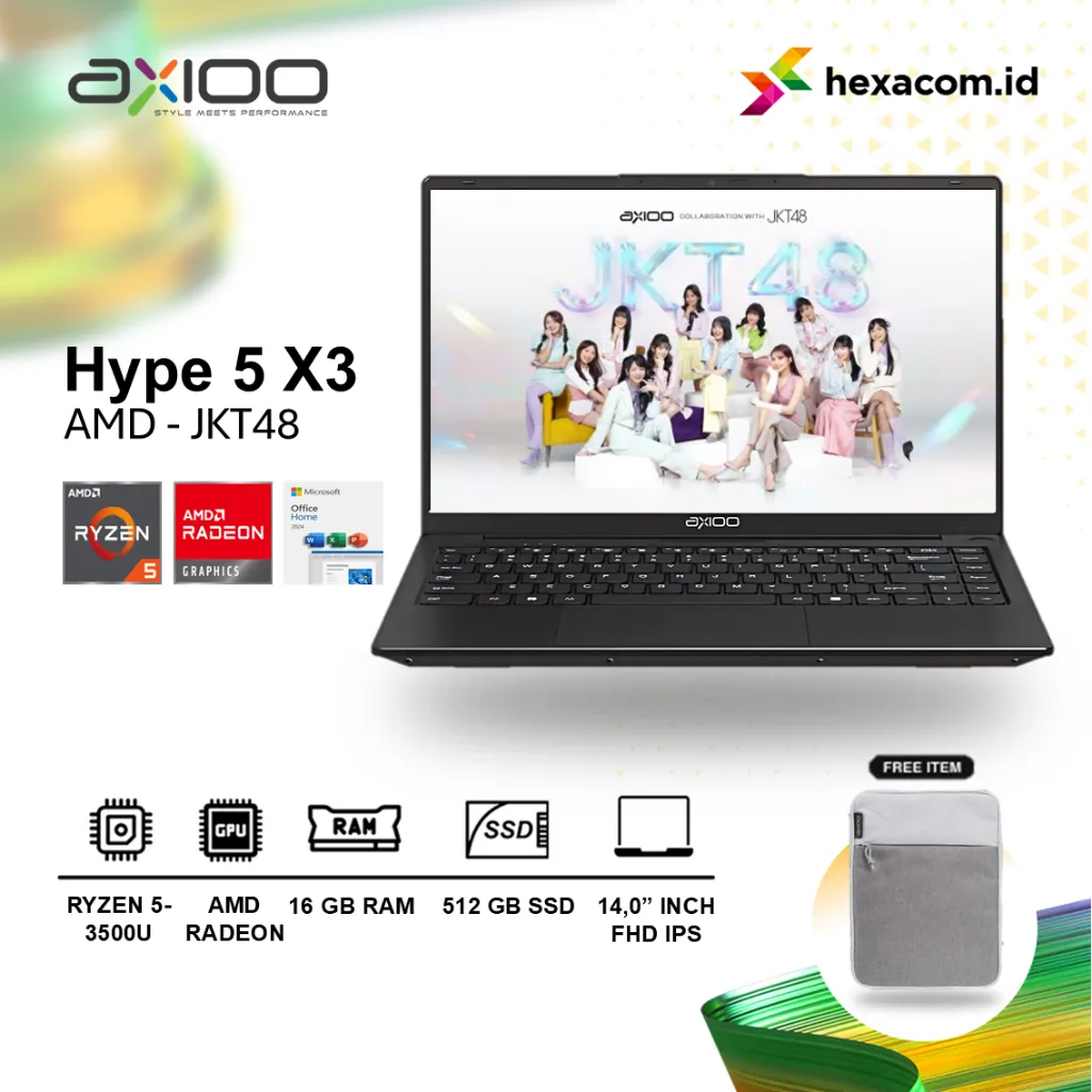 Laptop AXIOO Hype 5 Amd X3 Ryzen 5-3500U 16GB 512GB SSD 14.0" FHD IPS Win 11 JKT48
