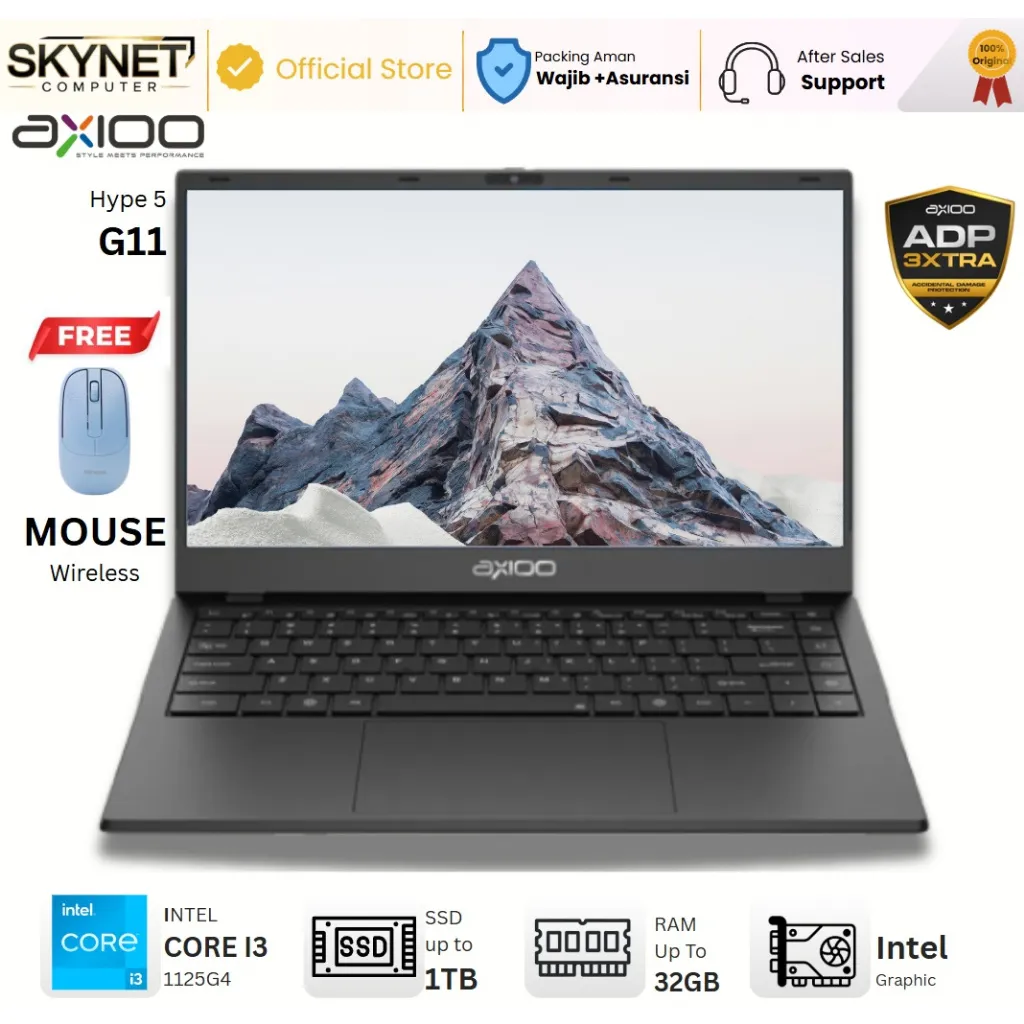 AXIOO Hype 3 G11 Intel Core i3 1125G4 RAM32GB SSD1TB 14'' Fhd Ips Windows 11[BONUS MOUSE WIRELESS]