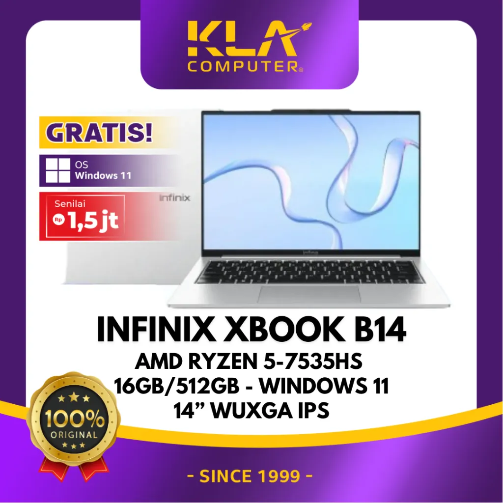 INFINIX XBOOK B14 AMD Ryzen 5 7535HS 16GB 512GB SSD Windows 11 14 Inch WUXGA IPS