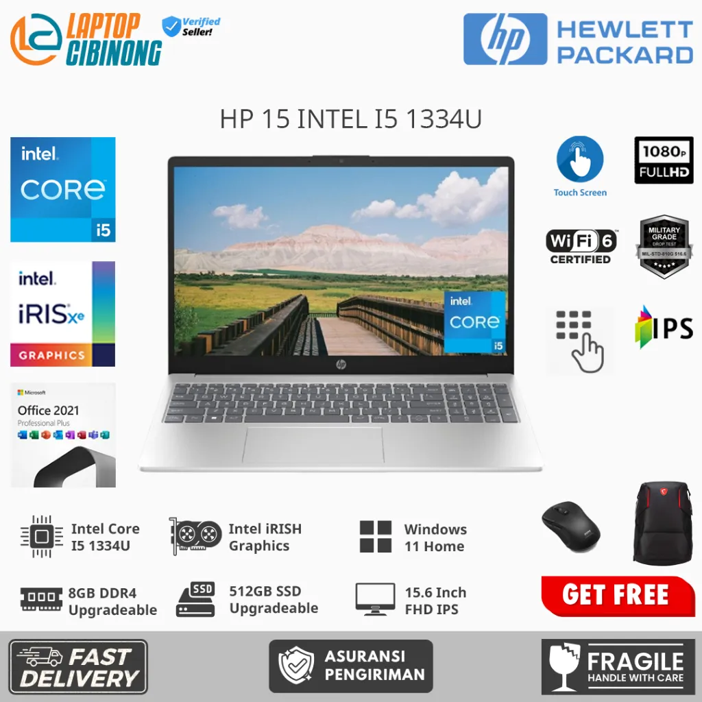 Laptop Touchscreen HP 15 Intel Core i5 Gen 13 RAM 16GB 1TB SSD 15.6 Inch FHD IPS Windows 11 Silver