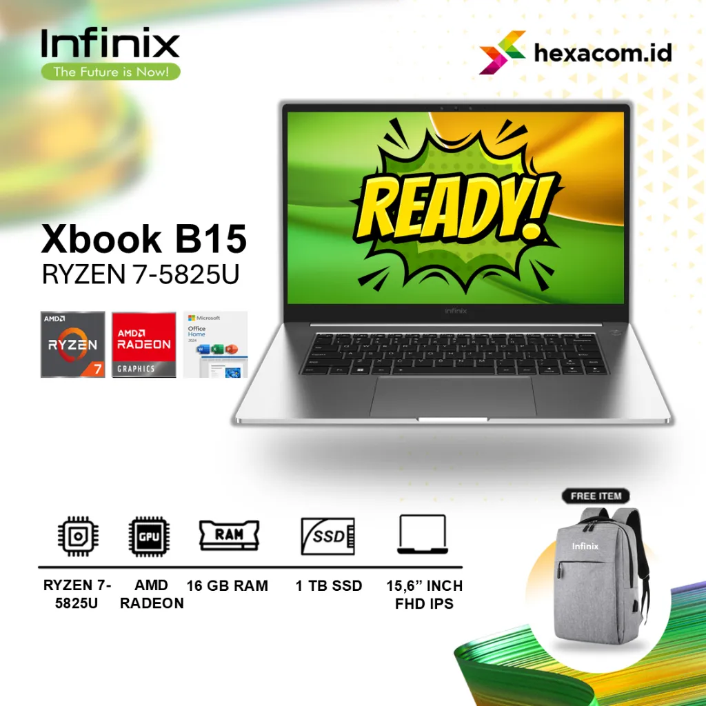 Infinix XBOOK B15 Ryzen 7-5825U 16GB 512GB SSD 15.6" FHD Win11 OHS