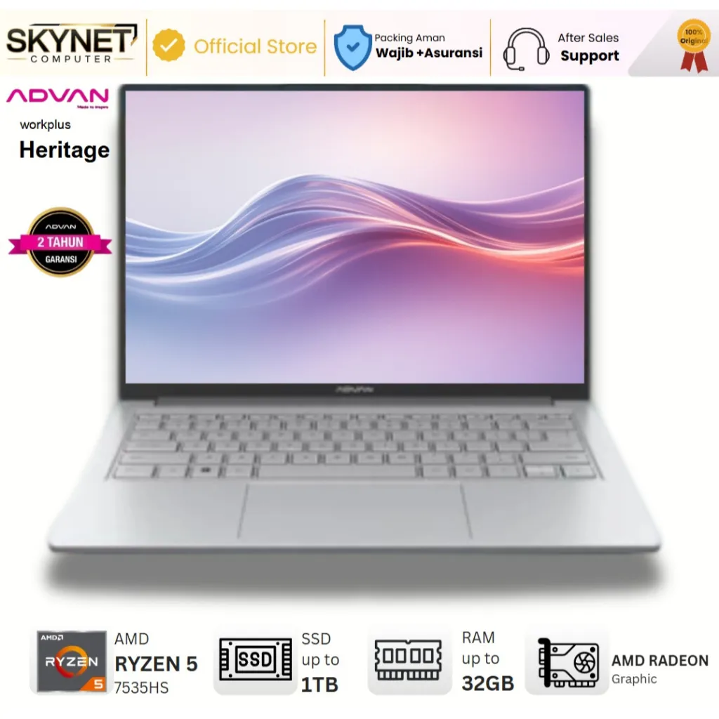 ADVAN Workplus Heritage Batik AMD Ryzen 5 7535HS RAM32GB SSD1TB 14'' FHD IPS Windows 11