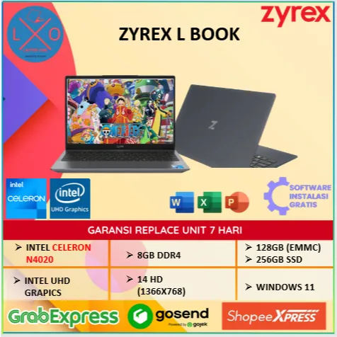 LAPTOP ZYREX L-BOOK INTEL CELERON N4020 8GB 384GB Windows 11 14.0" HD