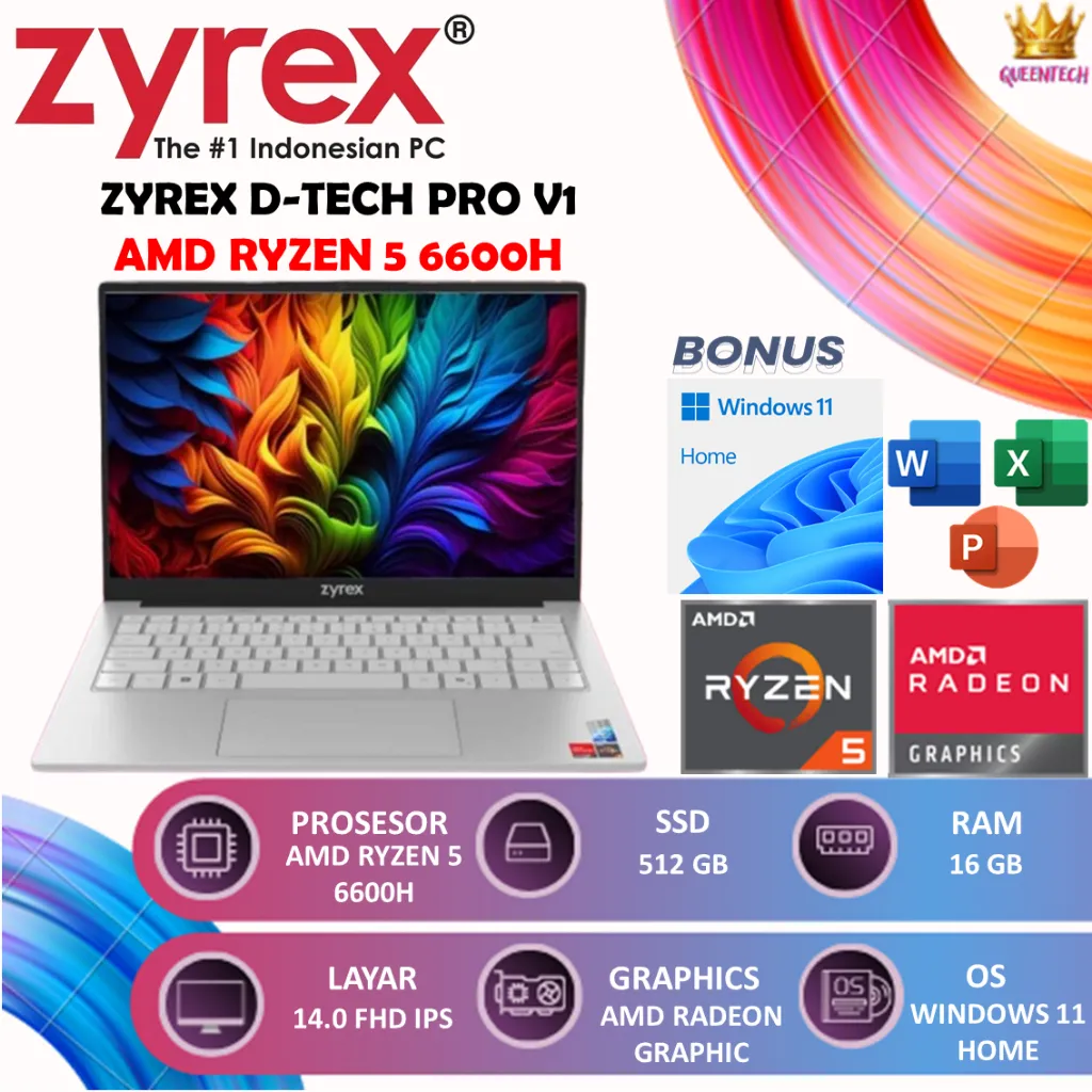 ZYREX D-TECH PRO V2 Ryzen 5 6600H 16GB 512GB 14" FHD IPS Windows 11
