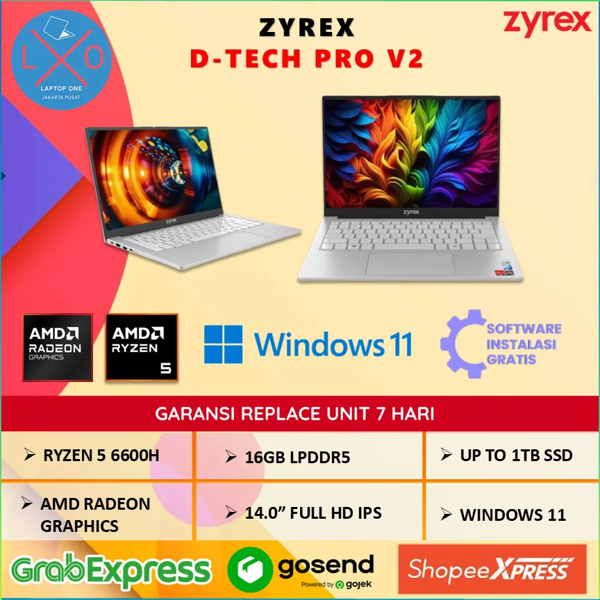 Laptop Zyrex D-Tech Pro V2 Ryzen 5 6600H 16GB 1TB 14.0" Full HD IPS Backlit Windows 11 Home