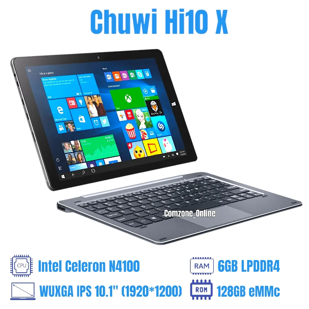 Laptop 2 in 1 Chuwi Hi10 X Celeron N4100 128GB Ram 6gb IPS Touchscreen 10.1 WUXGA tab13