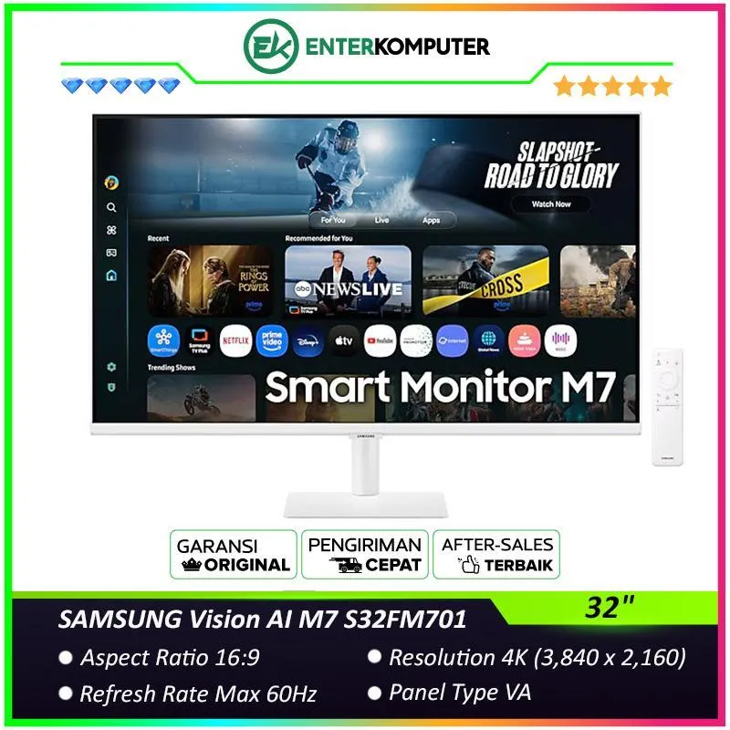 SAMSUNG Vision AI M7 S32FM701 32" 4K Smart Monitor HDR10 with Built-in Speaker - White