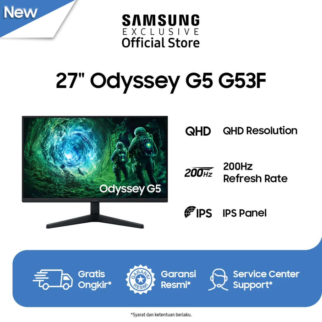 Samsung 27" Odyssey G5 G53F QHD 200Hz Gaming Monitor | LS27FG530EEXXD