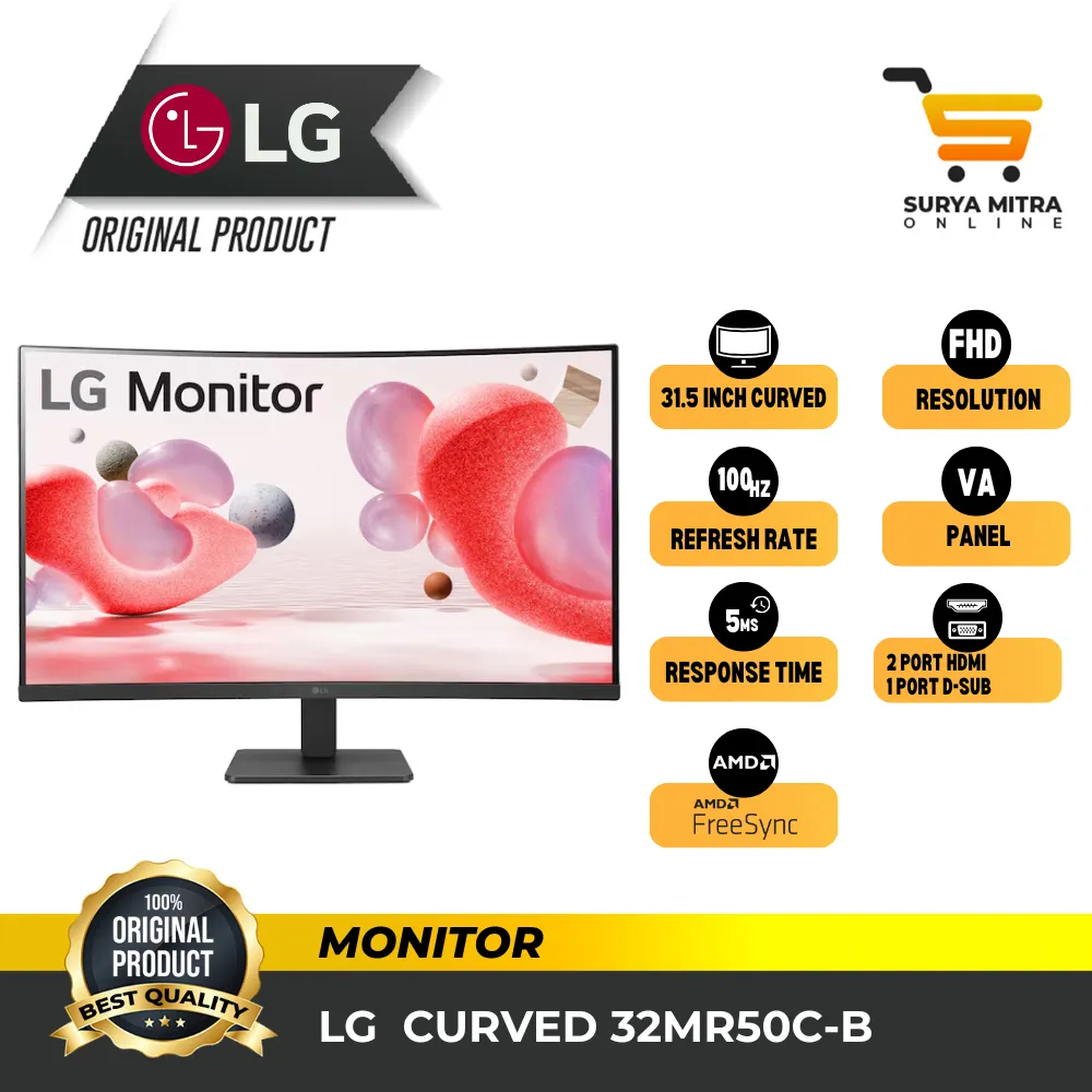 Monitor LG 32MR50C-B 32" Curve FHD with AMD FreeSync 100Hz