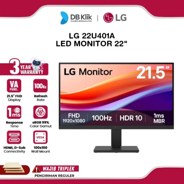 LG 22U401A LED Monitor 22" VA FHD 100Hz 1ms Dynamic Action Sync HDR10 HDMI VGA