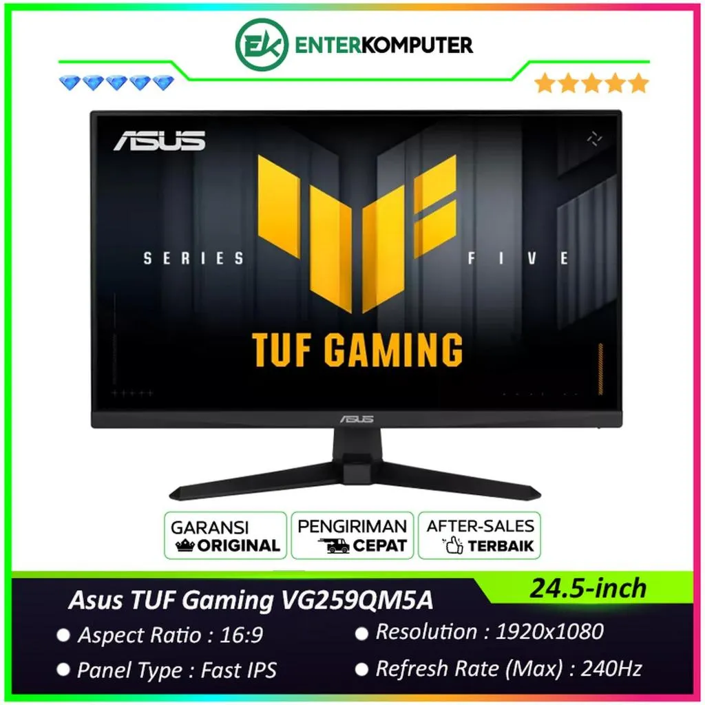 Asus TUF Gaming VG259QM5A 24.5-inch FHD Fast IPS 240Hz HDR10 Gaming Monitor