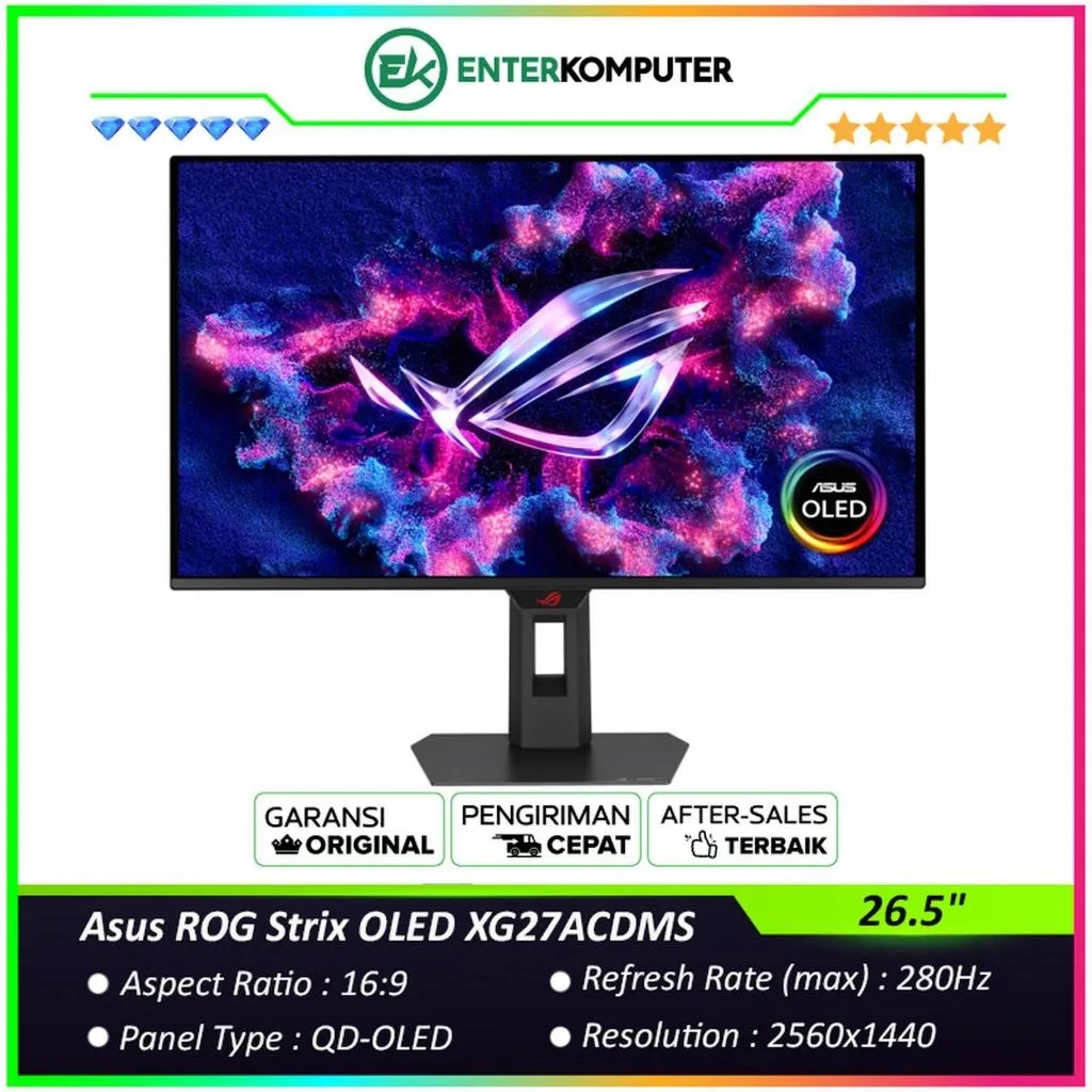 Asus ROG Strix OLED XG27ACDMS 26.5" QHD QD-OLED 280Hz HDR400 USB-C PD 15W Gaming Monitor