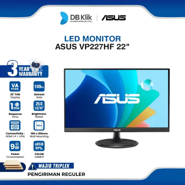 Monitor ASUS VP227HF / VP227HFY 22" FHD VA 100Hz 1ms HDMI VGA
