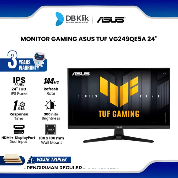 Monitor Gaming ASUS TUF VG249QE5A 24" FHD IPS 146Hz 1ms Built in Speaker ELMB Sync HDMI DP